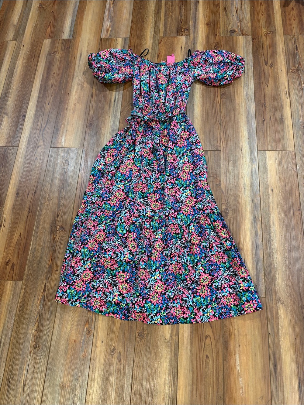 Lilly Pulitzer Black Floral Elastic Waist Maxi dress